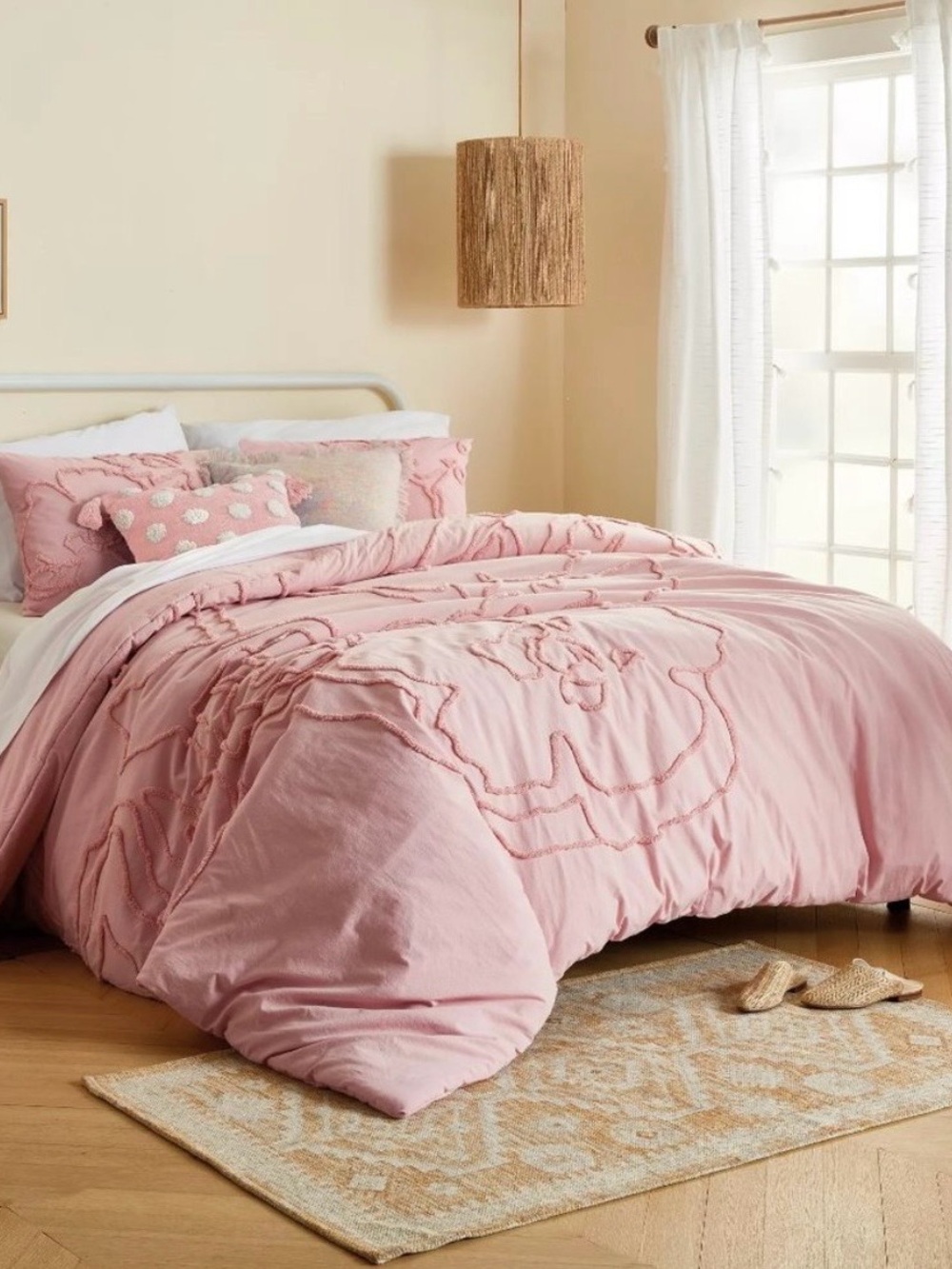 new PEACH Wild Sage Corinna 68"x90" 100% Cotton TWIN XL Duvet Cover Set